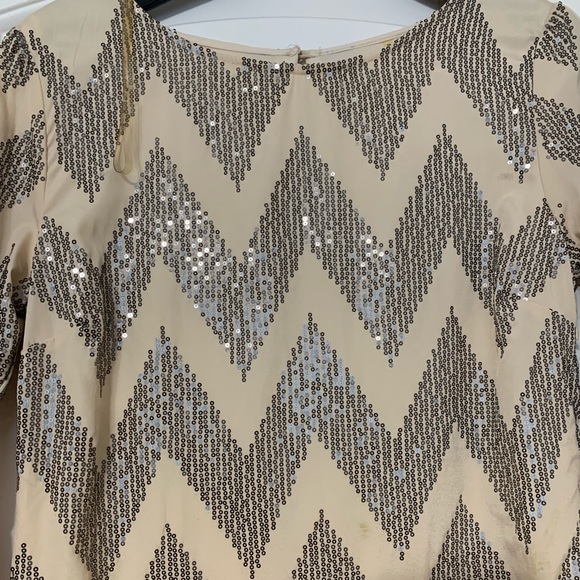 Quarter length zig zag sequined shift dress. - Picture 2 of 5